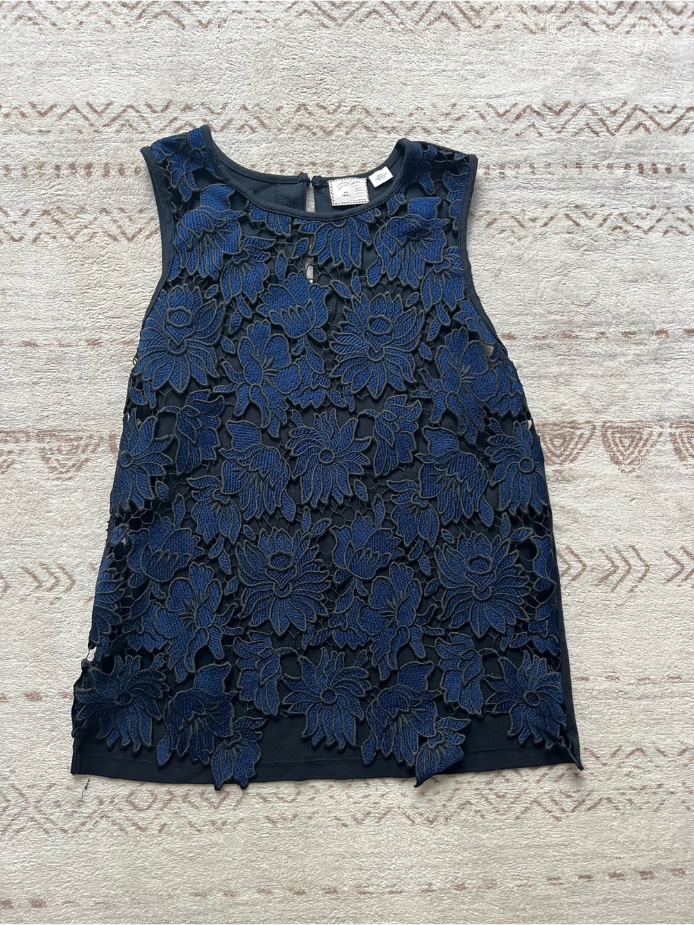 NWT Anthropologie 9-H15 STCL Blue Floral Cutout Tank Shirt Blouse size XS